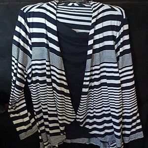 Time & Tru Black & White Striped Cardigan Women's Size 2X GUC